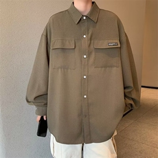 2024春季新款长袖衬衫男士港风宽松休闲百搭衬衣外套W8095-P40，男装衬衫，星座512-4