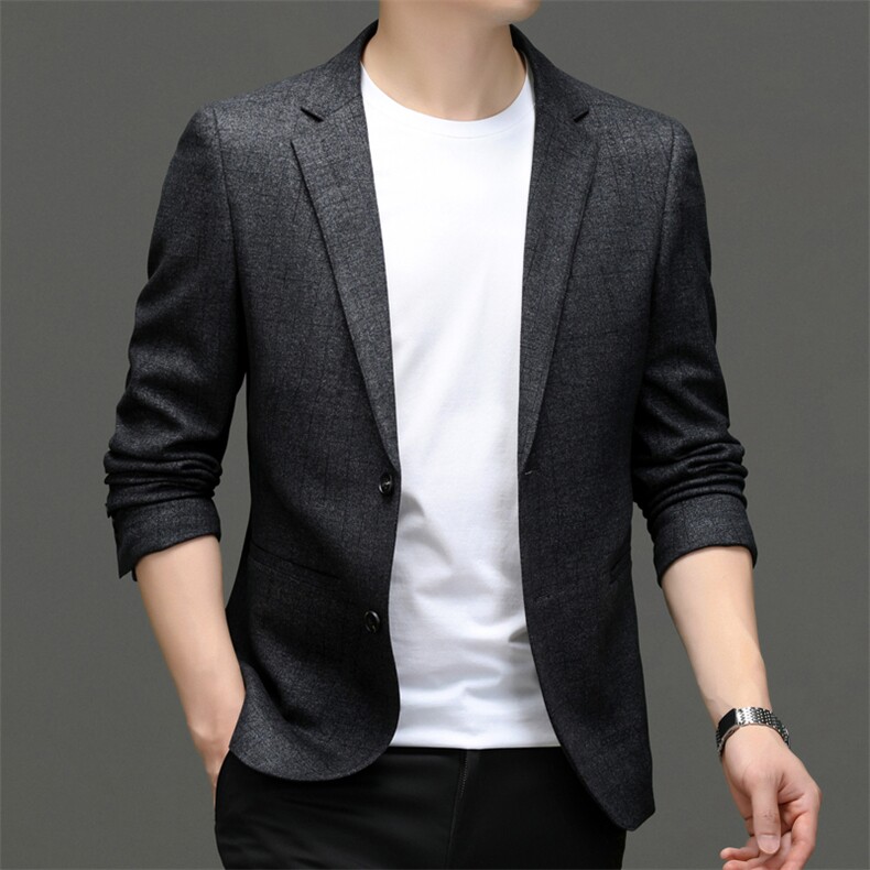 6611-1秋冬新款男士西服商务休闲男装灰格外套P143,男装西服,电商B360
