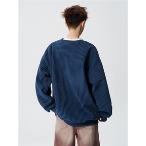 现货秋季 WY7889-P45控68 高品质灯芯绒高质量圆领加绒加厚卫衣图片