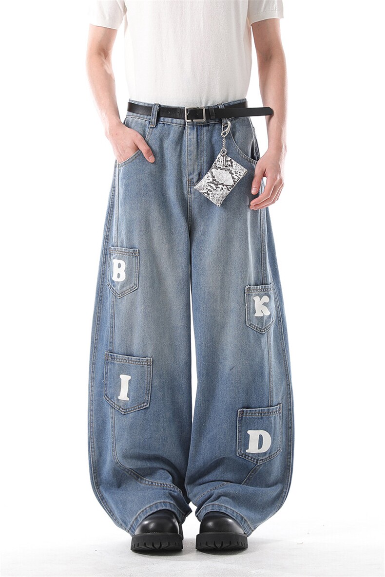 903-AK073-特P55【S-3XL】字母工装弯刀牛仔裤1,男装牛仔裤,星座903