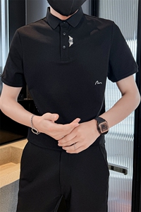 2025夏季抖音新中式刺绣短袖T恤翻领Polo衫T25099-P58控78图片