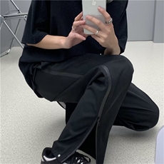 美式冲锋裤男春秋宽松直筒拉链长裤vibe高街潮牌痞帅工装裤子夏季，男装休闲裤，星座601-2