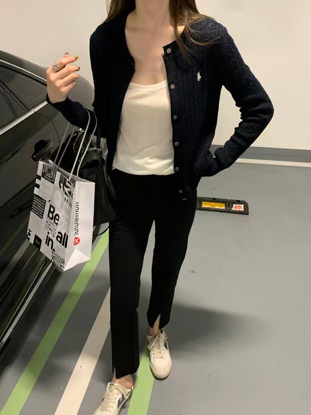 日系麻花毛衣针织衫开衫女装秋季新款学院风修身短款外套,针织衫/毛衣,半城羊绒