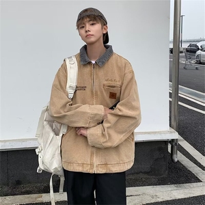 男春高街痞帅重磅刺绣情侣外套青少年潮牌翻领上衣图片
