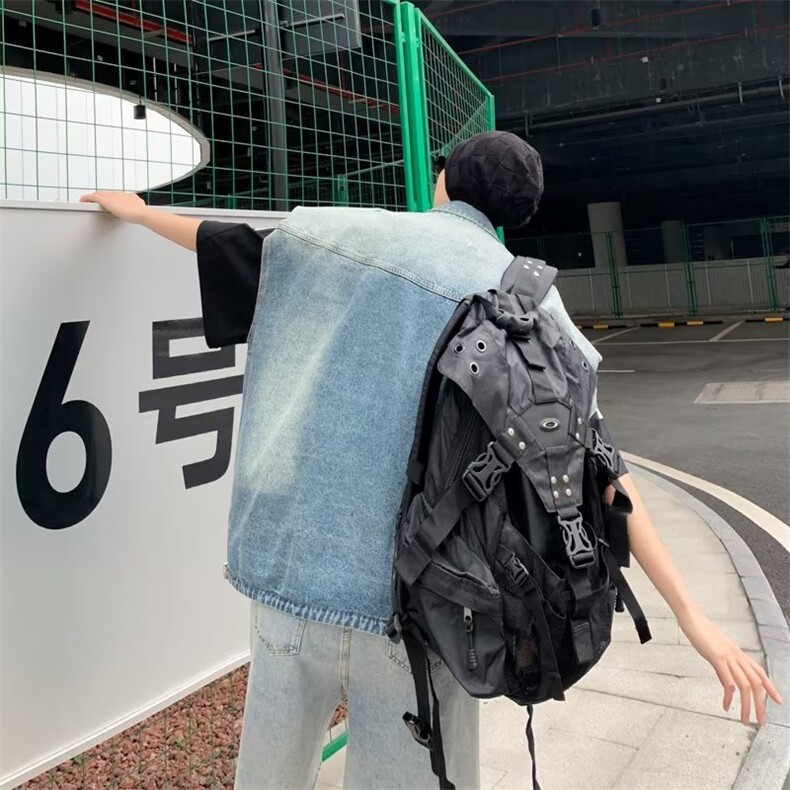 新款嘻哈气质单排扣夏季青春流行翻领男潮流文艺宽松型马甲牛仔布,男装夹克,星座716-3