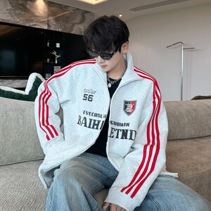 美式卫衣外套男初秋2024秋冬新款宽松春秋翻领开衫WY73/P50图片