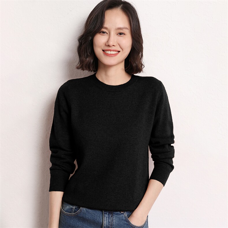 秋冬新款时尚潮流纯色圆领8色可选女柔软舒适,女装羊毛衫,艾米娇羊绒
