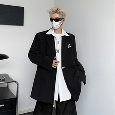秋款男西服宽松西装字母印花贴标休闲外套JK922P65，男装西服，星座1013-1