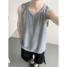 美式肌理感坑条褶皱无袖背心男夏季慵懒风高级感T恤坎肩X053-P30，男装背心/马甲，星座308B-1