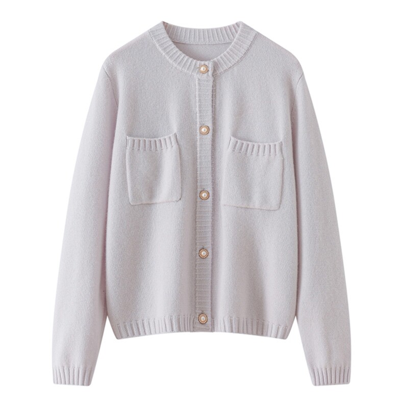 2025年秋季常规款开衫长袖时尚百搭通勤，女装针织衫/毛衣，伊雪娇羊绒