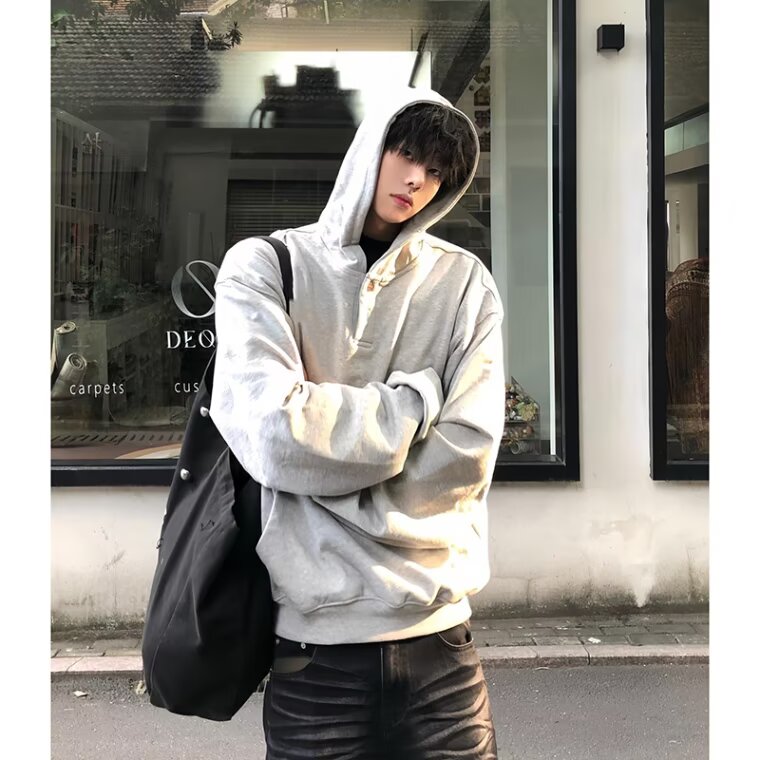 JY530-P47 卫衣男连帽春秋季ins港风宽松潮牌字母印花百搭外套图片