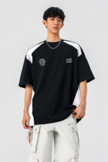 凉感双色拼接设计羽毛球球服大码M-5XL短袖T恤男DX78029P50控78，男装T恤，星座227-7