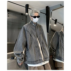 秋季款-重工原版高品质J29#拼接牛仔夹克外套灰色S-2XLP71，男装工装外套，星座1210-1