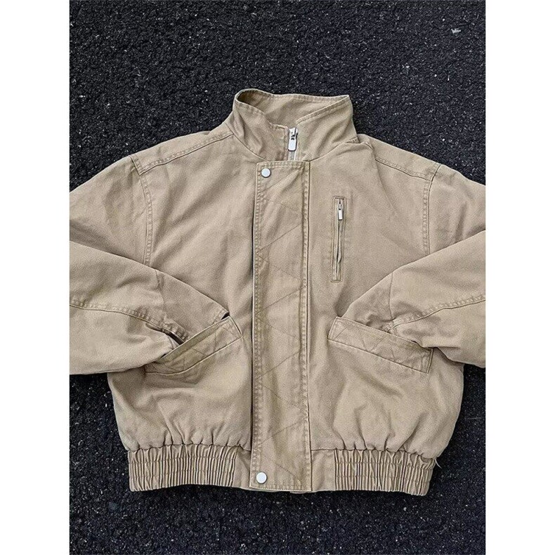 W9267-P95春季新款高品质美式夹克潮牌复古宽松立领休闲工装外套,男装夹克,星座1608-2