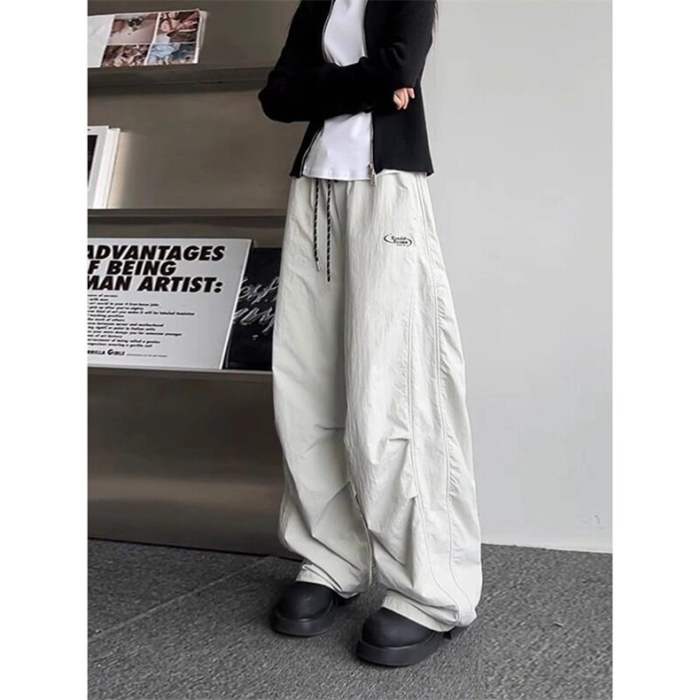 美式褶皱薄款伞兵工装裤男款春夏户外登山裤子防风阔腿运动弯刀裤，女装休闲裤，星座506A