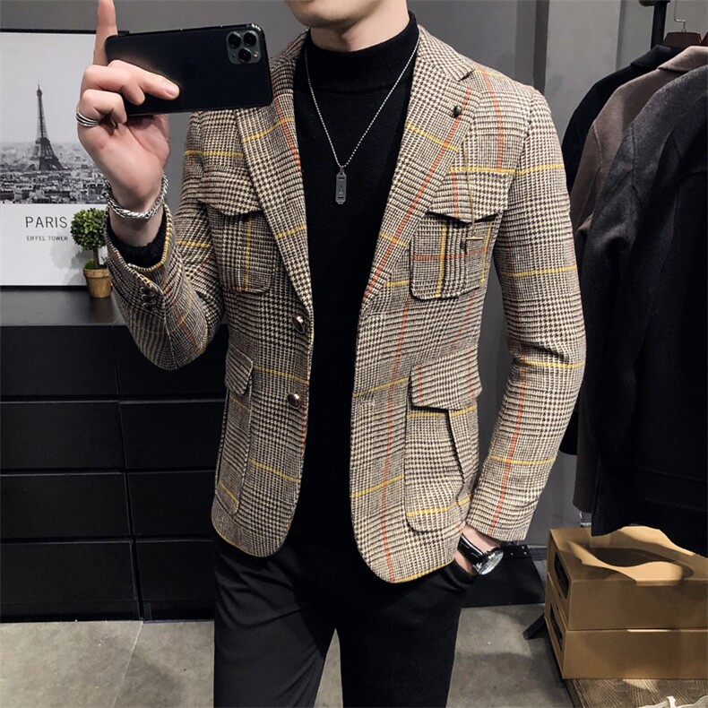秋冬夹克西装单西修身休闲男士 西服 A236-XZ-193-P130图片