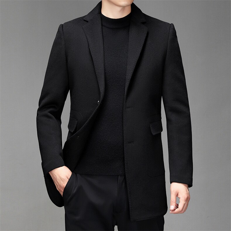 CKSC2282钱塘2020-2中年男士冬季厚款商务休闲简约毛呢外套P350,男装毛呢大衣,钱塘207-2