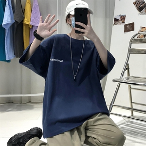 XZ115A-T06 200克纯棉男女字母印花大码S-5XL 10色T恤衫圆领半袖图片