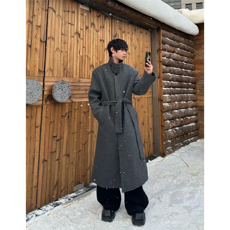 已下单~2025新款垫肩毛呢大衣过膝长款收腰风衣外套Y976-P125，男装风衣，星座1004-3