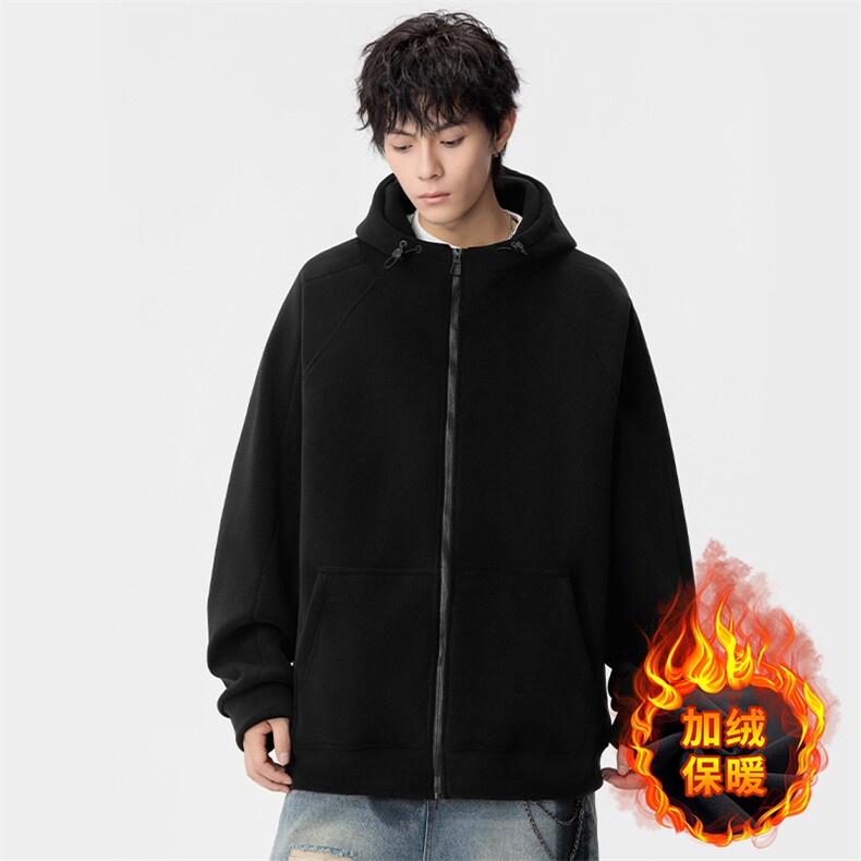 9509小码P52大码P62重磅奥粒绒复合连帽开衫加绒卫衣-99,男装卫衣,星座1107-1