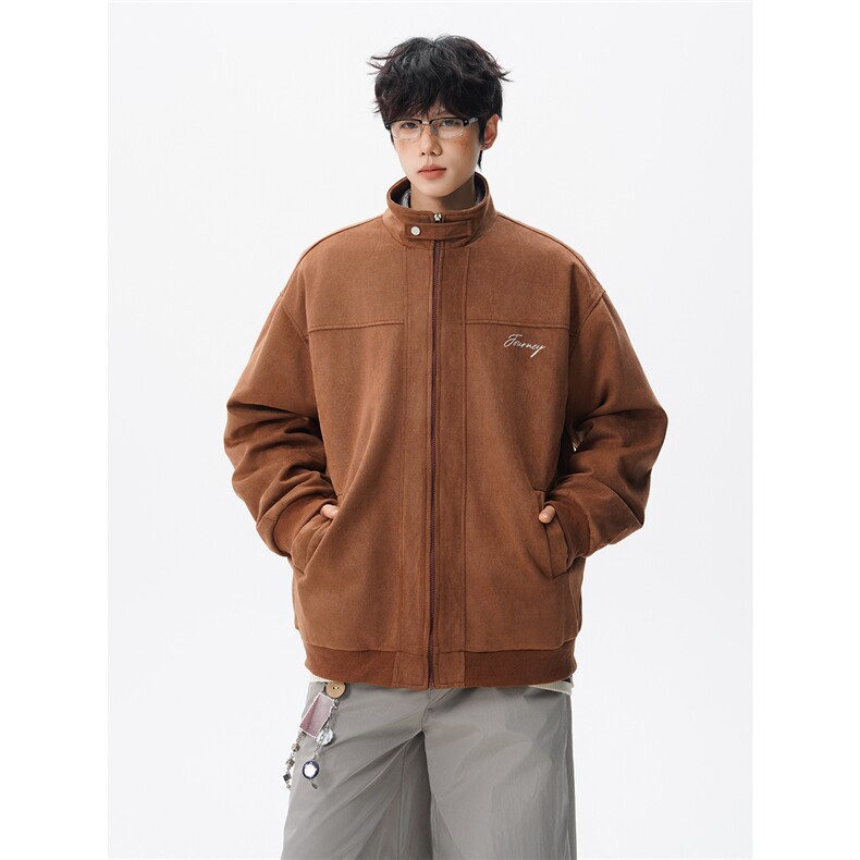 复古麂皮绒立领外套男女潮牌大码春秋飞行夹克美式外套JK5210/P80,男装夹克,电商B238