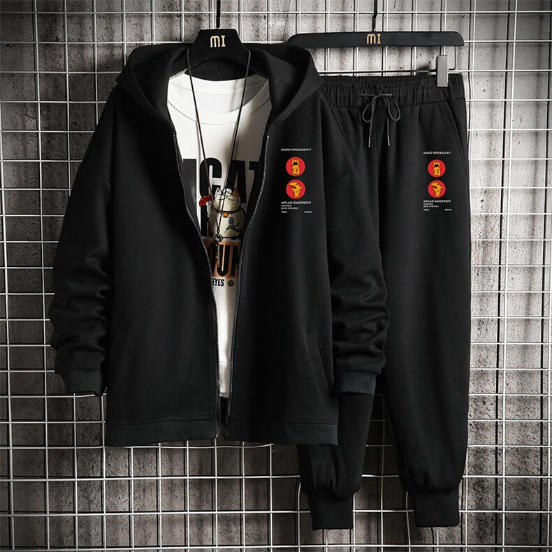 TK6093-P85开衫连帽卫衣套装男运动套装两件套网格挂拍,男装休闲套装,电商A040A