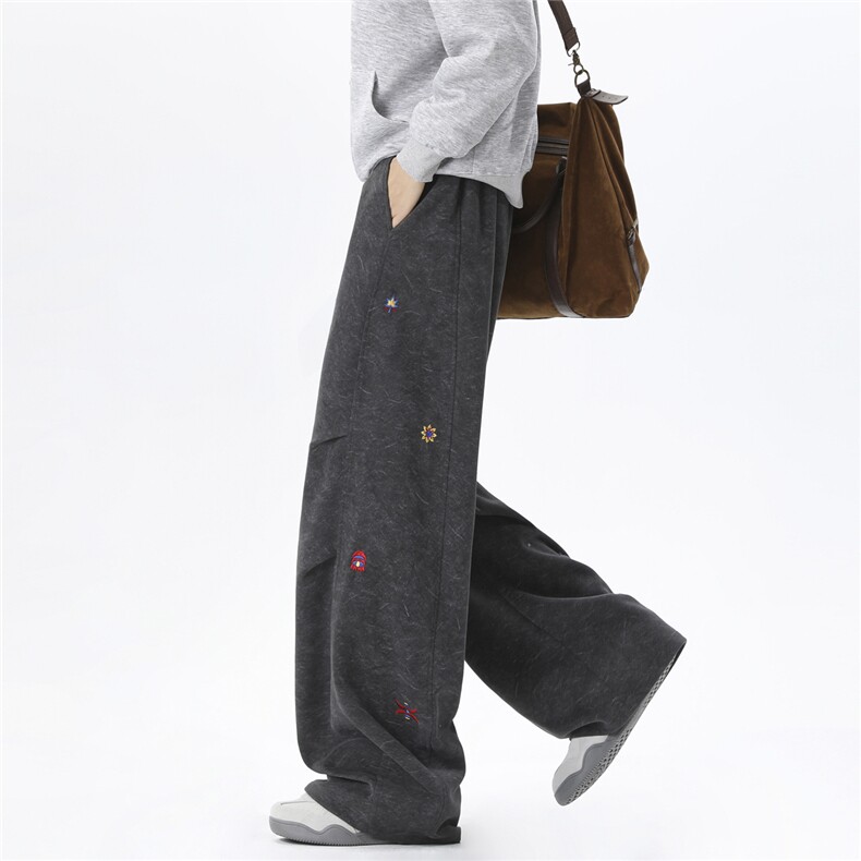 65棉高货退货率15%春季花纹刺绣弯卫裤男春常规P50控8898，男装休闲裤，电商D205