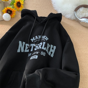 美式字母印花连帽卫衣男女宽松情侣套头外套潮914-4-WY06-P45控68图片