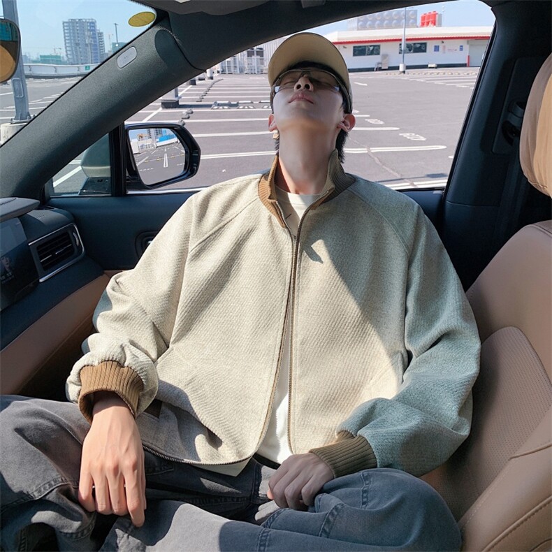 美式复古立领工装夹克cleanfit高级感短宽巴恩风外套jk2553p75,男装夹克,电商D315