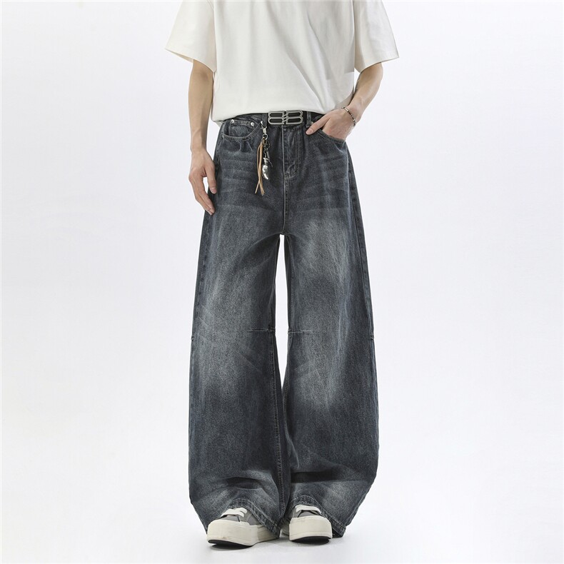 xz905-Z087#P65美式高街宽松阔腿牛仔裤，男装牛仔裤，星座905
