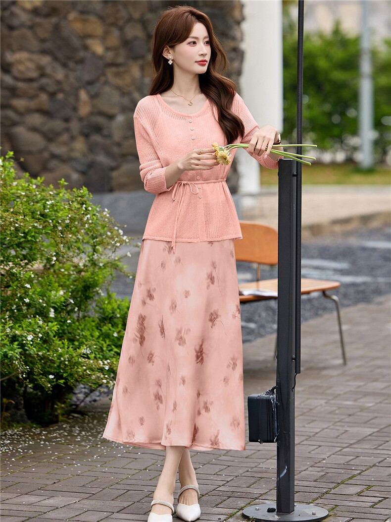 法式设计感显瘦织开衫配半身裙子套装2026夏季新款女时尚套装穿搭,女装套装/套裙,意芙