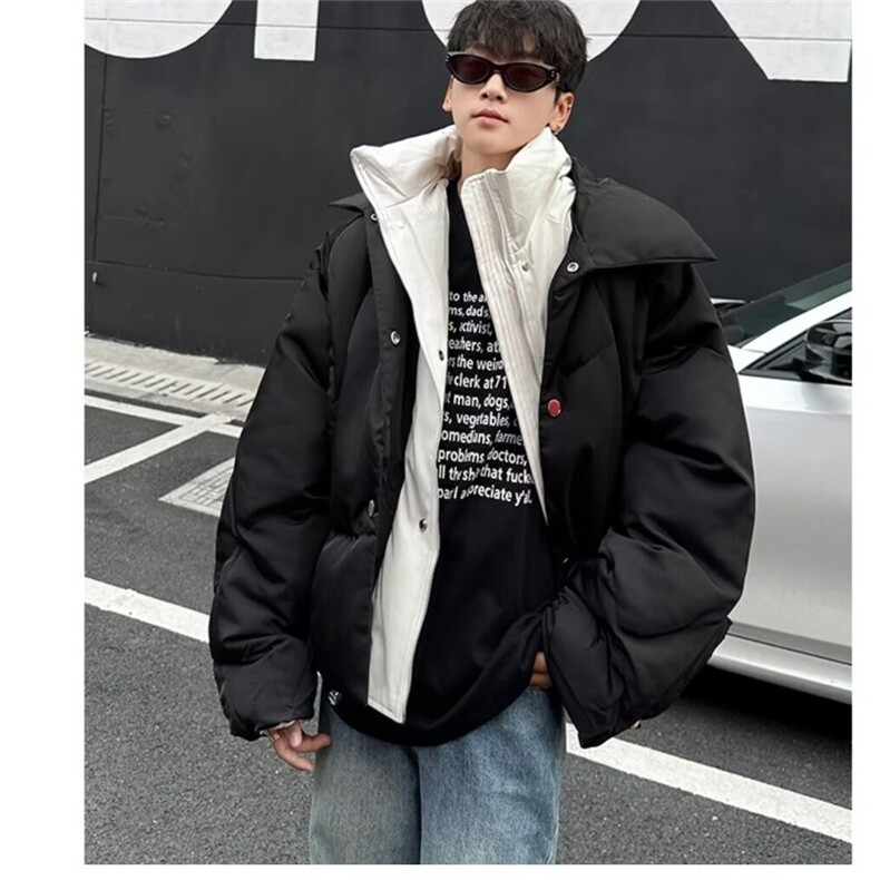 冬季2024新款美式双层领假两件棉服外套男士加厚宽松棉衣M9094,男装棉衣,星座506