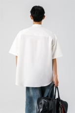新中式立领衬衫风暗扣工装大码M-5XL半袖衬衣男78013P48控78，男装衬衫，星座226-1