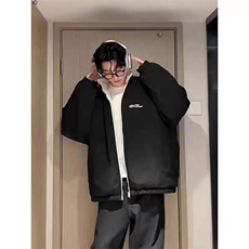 冬男两面穿棉衣条纹拼接字母印花宽松面包服棉袄外套MY8176P85，男装棉衣，星座1013-1