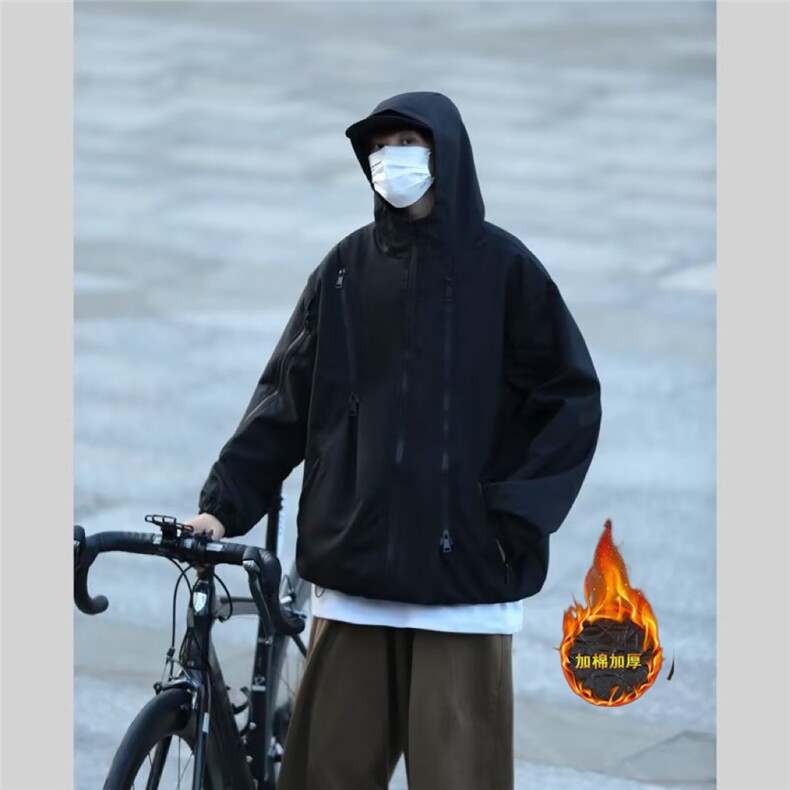美式户外机能冲锋衣外套男cityboy防水高街潮连帽夹克~JK7470,男装夹克,星座601-2