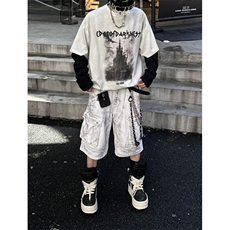 高街做脏工装牛仔五分裤男夏季新款小众百搭宽松直筒短裤KD6681，男装牛仔裤，星座1116A（原606A-3）