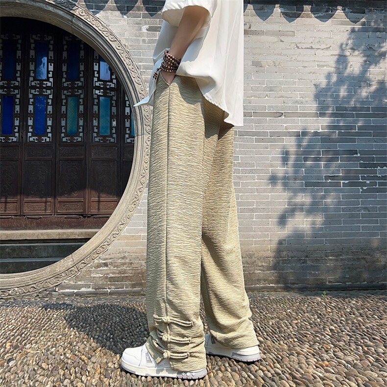 A316-1-K1240特P38控68无差价新款2024风盘扣肌理冰丝直筒裤,男装休闲裤,星座906（原电商a316-1）