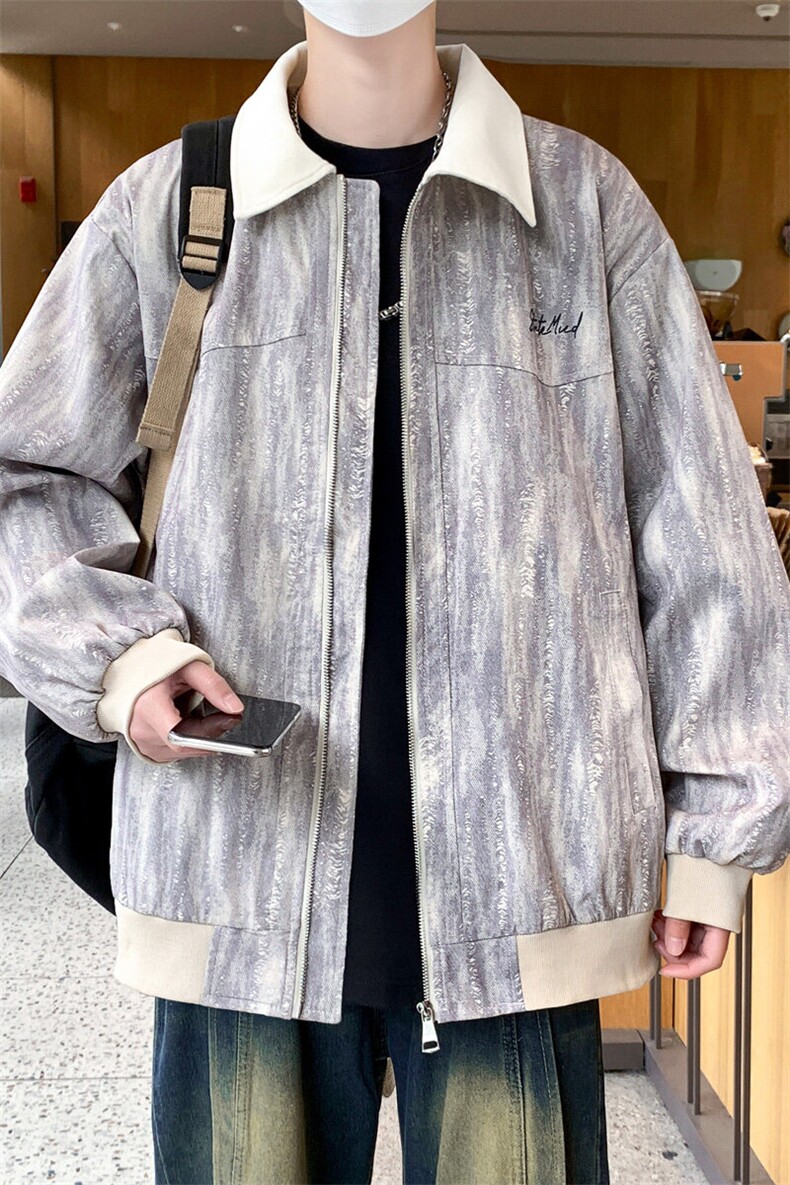 春季新款大码扎染印花外套春秋痞帅休闲夹克A436-JK2589-P70,男装夹克,电商A436