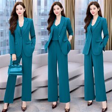 2023春秋季新款女装时尚休闲气质高级感西装阔腿裤百搭两件套，女装套装/套裙，韩然一族