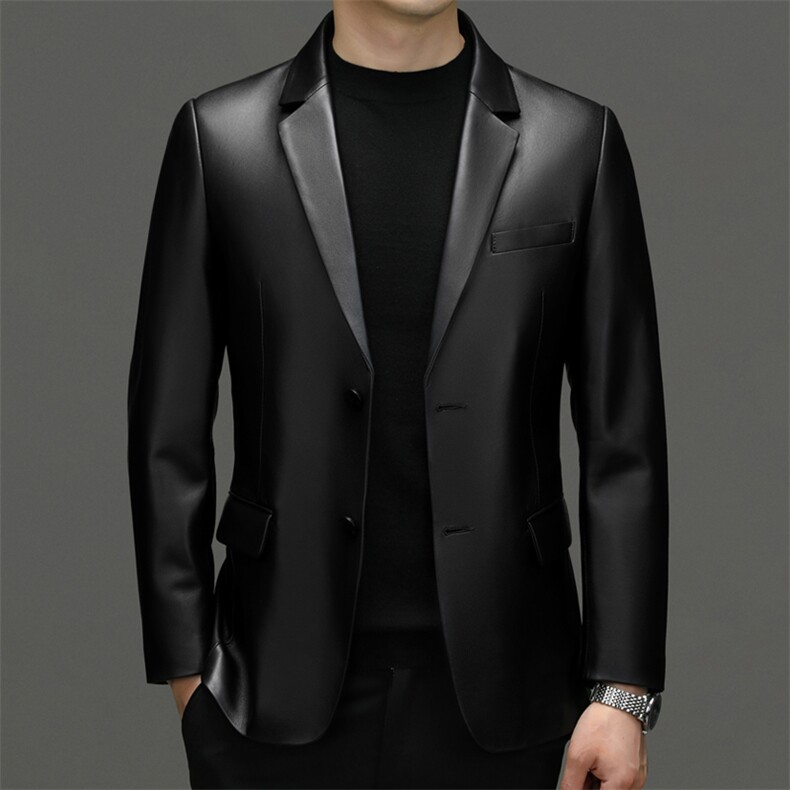 23106秋冬新款海宁男士皮衣皮西服休闲男装外套百搭P700图片