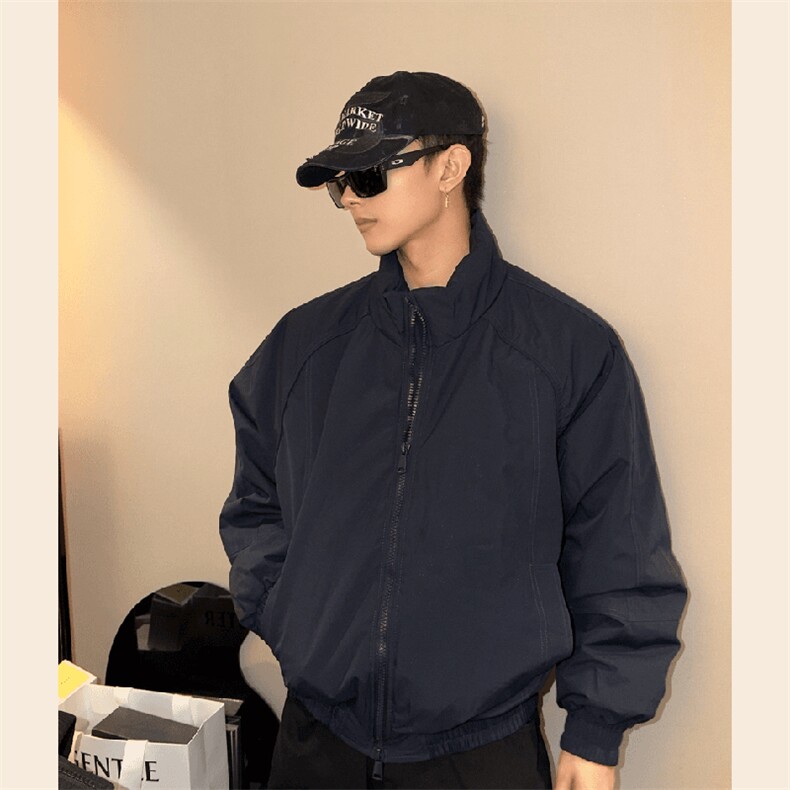 现货美式高街休闲棉衣夹克三防立领纯色户外工装加厚棉服外套,男装夹克,电商A486