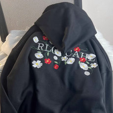 5246-P60刺绣oversize慵懒风连帽外穿卫衣薄款/加绒，女装卫衣/绒衫，星座617A-2