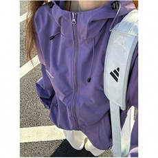 冲锋衣连帽夹克男宽松落肩纯色上衣外套DSA157B-JK727-特P45，男装夹克，电商A157B