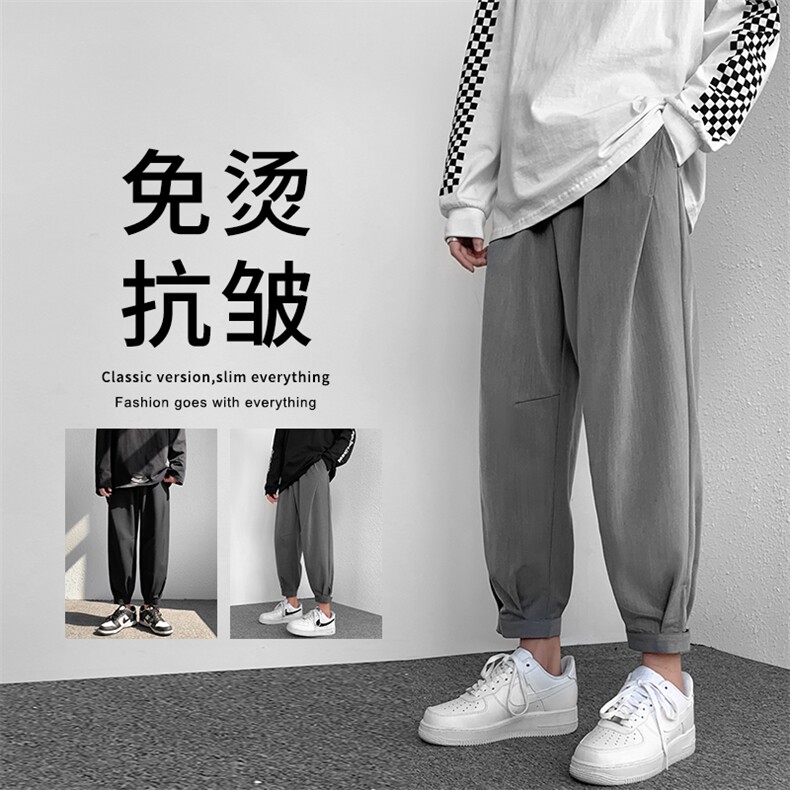 高街2023新款潮流百搭抗皱束脚运动休闲九分卫裤 K118-特批35图片