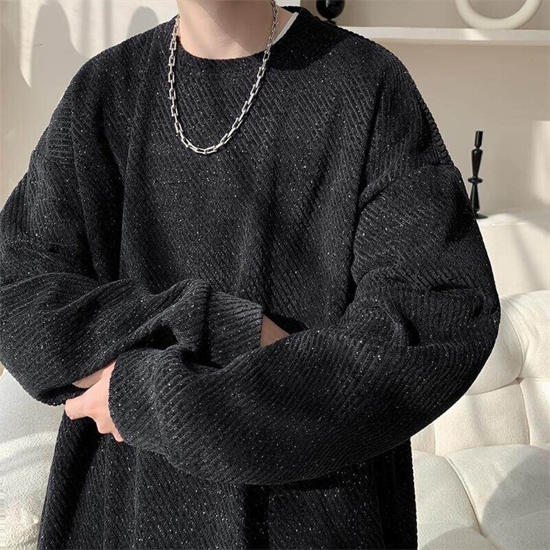 特批P35无差价2025秋cleanfit满天星粗花斜纹卫衣男时尚上衣W5064,男装卫衣,电商A001