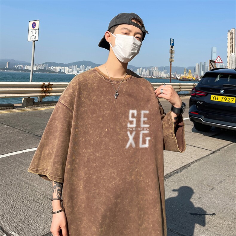 B239-1167-P38个性大字母印花欧美式复古水洗做旧重磅短袖T恤,男装T恤,星座514-2(原B239)