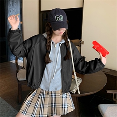 美式复古短款皮衣外套女2024秋季新款做旧减龄小个子炸街夹克上衣，女装皮衣，浙宝285（原212）