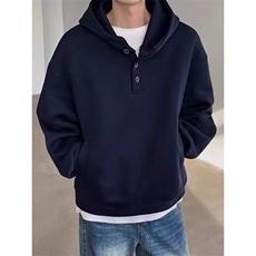 春秋美式高领纽扣连帽卫衣男宽松休闲百搭卫衣潮W800-P50，男装卫衣，星座208-5