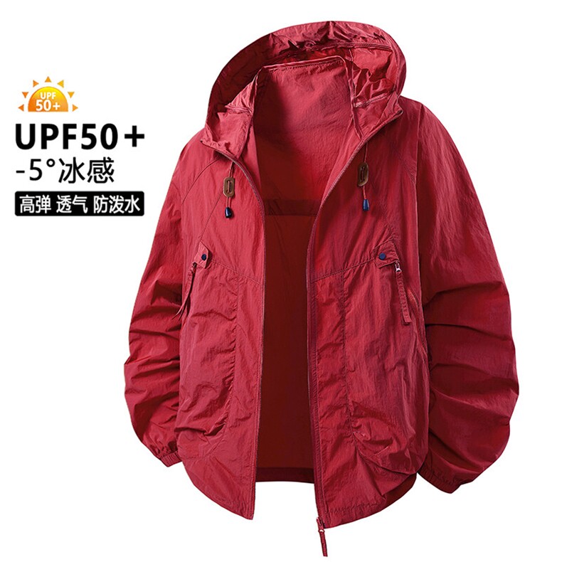 UPF50+透气薄款外套夏季新款2025潮流大码青年连帽防晒衣2390-P38,男装防晒衣,星座1816-2（原1210–2）