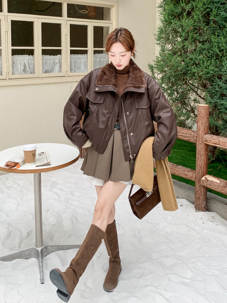 2025冬季新款超软PU皮韩系花狐毛皮毛一体2B138-803P235K360,女装皮衣,2B138